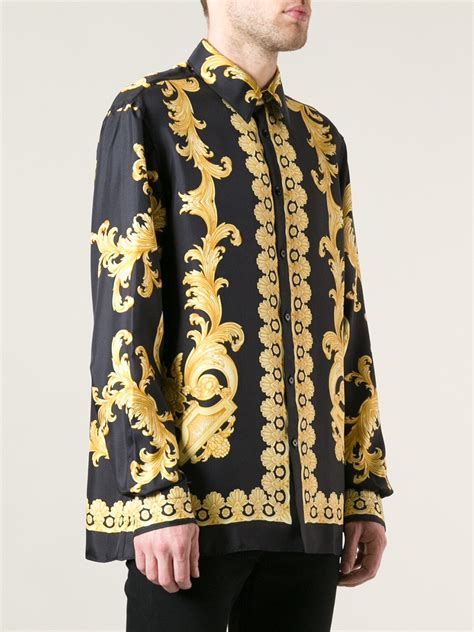 versace shirt black baroque|Versace barocco shirts.